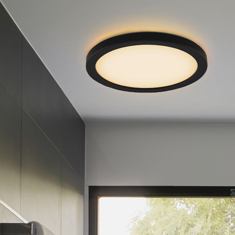 Műanyag fürdőszoba mennyezeti lámpa fekete, Shivani, 15 W, 3000 K LED, IP44