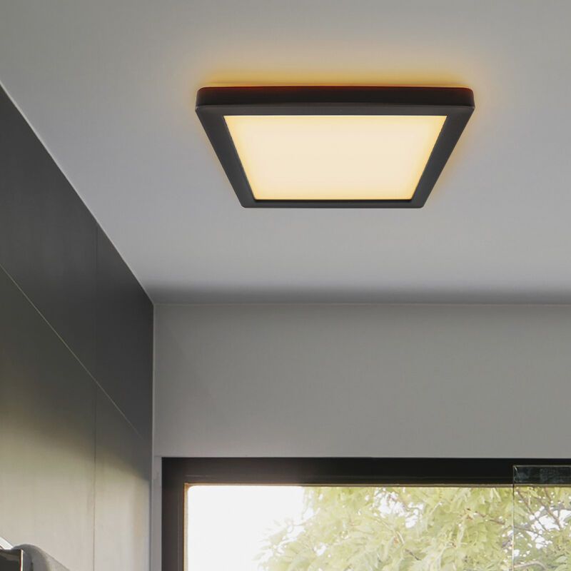 Műanyag fürdőszoba mennyezeti lámpa fekete, Shivani, 8 W, 3000 K LED, IP44 Műanyag fürdőszoba mennyezeti lámpa fekete, Shivani, 8 W, 3000 K LED, IP44