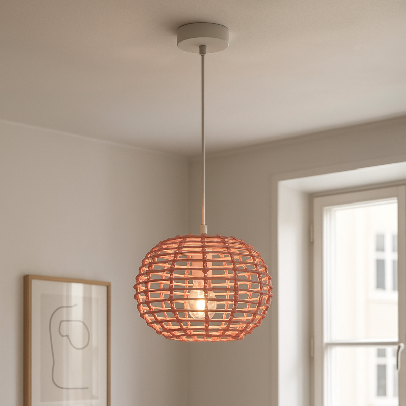 Rattan függőlámpa rózsaszín, Roza Rattan függőlámpa rózsaszín, Roza