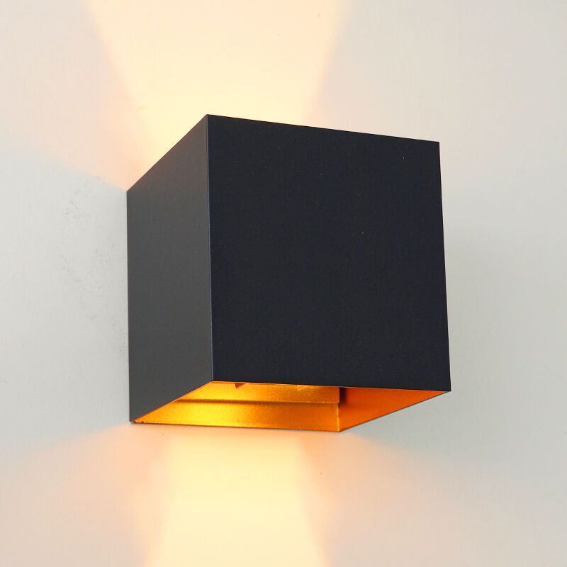 Retro fel le fali lámpa fekete, Dion, 6 W, 2700 K LED, IP65