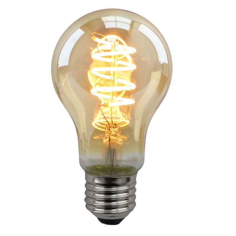 Szabályozható E27 Olucia LED lámpa, Tuelo, A60, 4W, borostyánszínű üveg, 2200k Szabályozható E27 Olucia LED lámpa, Tuelo, A60, 4W, borostyánszínű üveg, 2200k