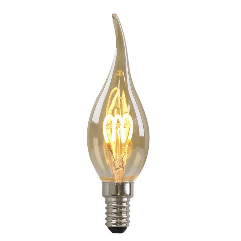 Szabályozható E14 Olucia LED gyertyalámpa Tuelo, borostyánszínű, 2W, 2200K