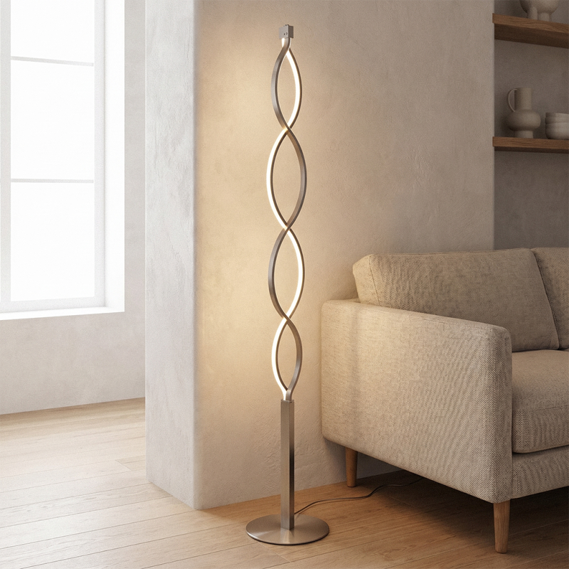 Design állólámpa ezüst, Kuno, 36 W, 3000 K LED, 3 fokozatban szabályozható