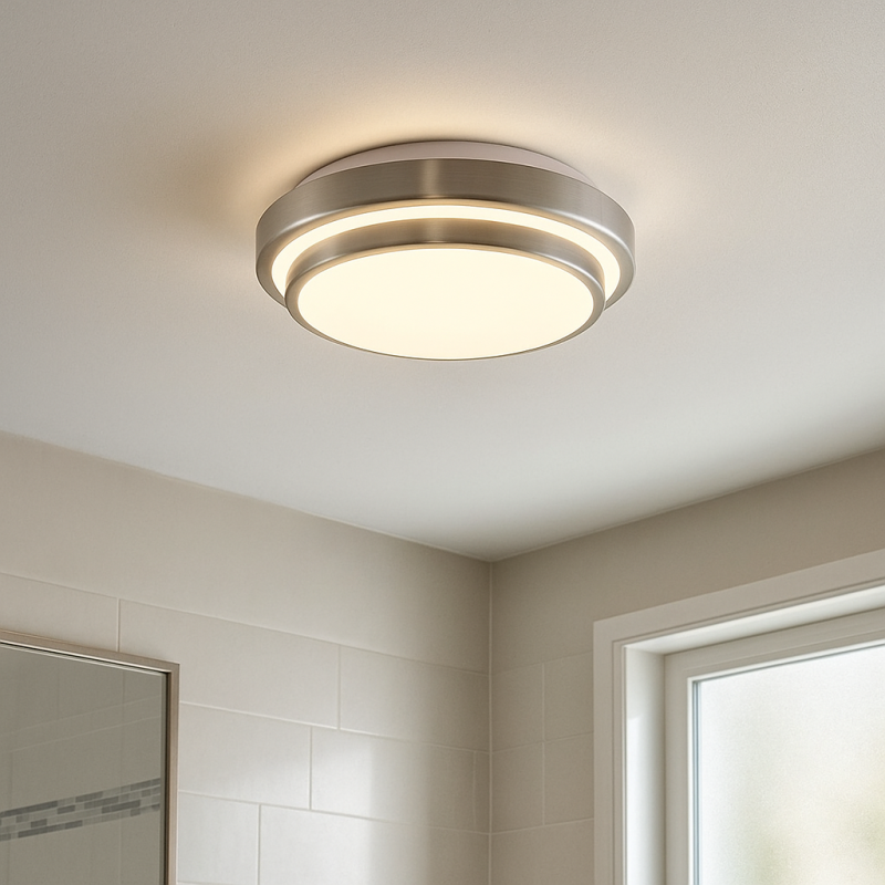 Retro fürdőszoba mennyezeti lámpa nikkel, Jaro, 12 W, 3000 K LED, IP44
