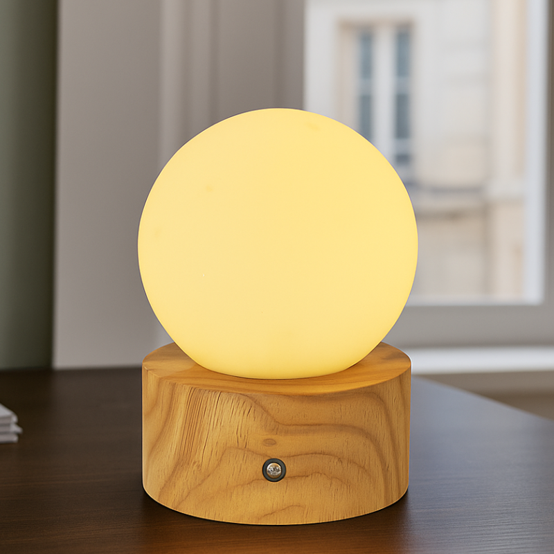 Fa asztali lámpa, Tiddo, 2 W, dim to warm LED, kapcsolóval