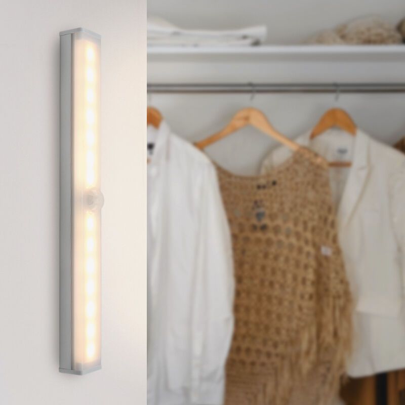 Ezüst színű műanyag gardróblámpa, Ilana, 1W, 3000K LED