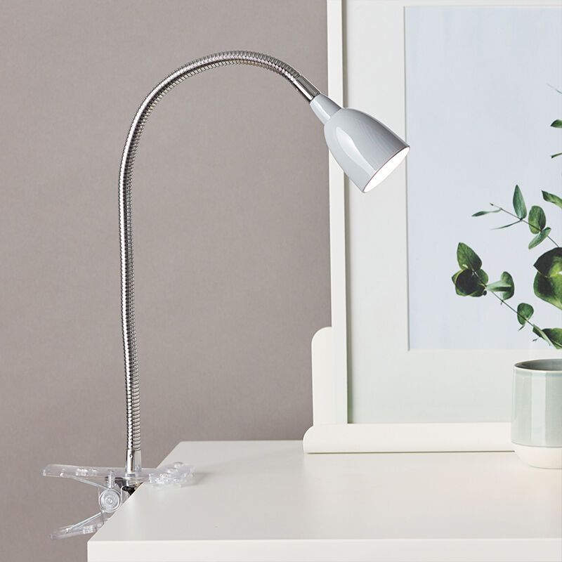 Műanyag csiptetős spot lámpa szürke, Kit, 2,4 W, 3000 K LED, kapcsolóval