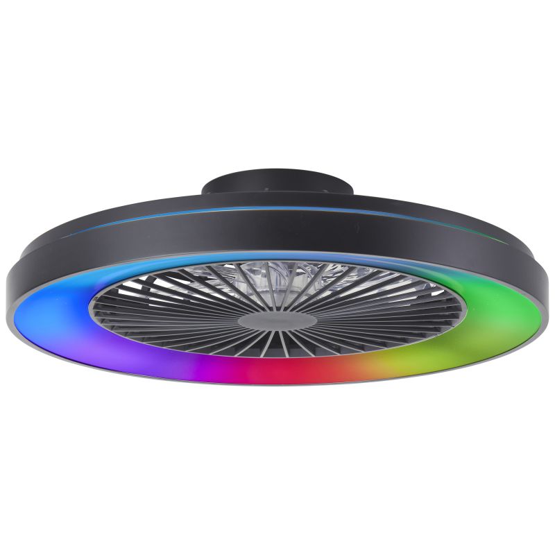 Modern mennyezeti ventilátor fekete színben, Yasir, 48W, RGBW LED, távirányítóval Modern mennyezeti ventilátor fekete színben, Yasir, 48W, RGBW LED, távirányítóval