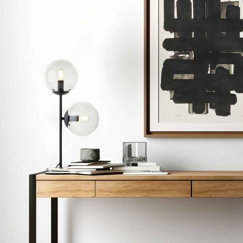 Design asztali lámpa átlátszó, Rhys, kapcsolóval Design asztali lámpa átlátszó, Rhys, kapcsolóval