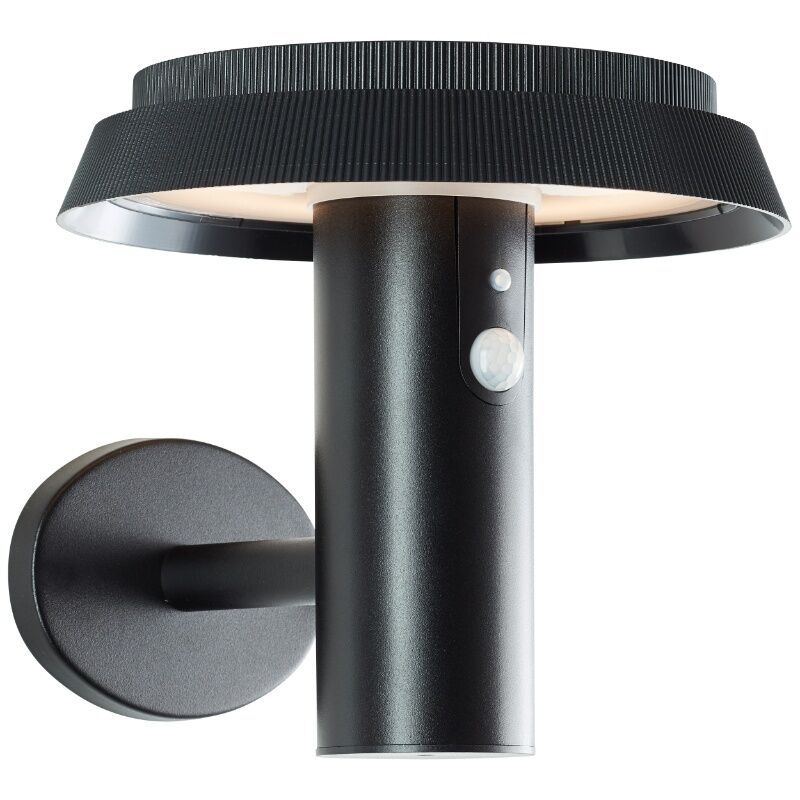 Fém napelemes kültéri fali lámpa fekete, Ridvan, 4 W, 3000 K LED, IP44 Fém napelemes kültéri fali lámpa fekete, Ridvan, 4 W, 3000 K LED, IP44