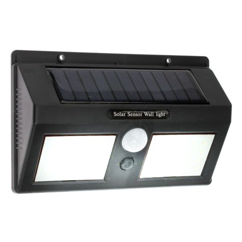 Műanyag napelemes kültéri fali lámpa fekete, Albert, 8 W, 6000 K LED, IP65