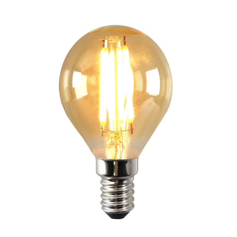 Szabályozható E14 Olucia LED lámpa, P45, 3W, borostyánszínű üveg, 2200k