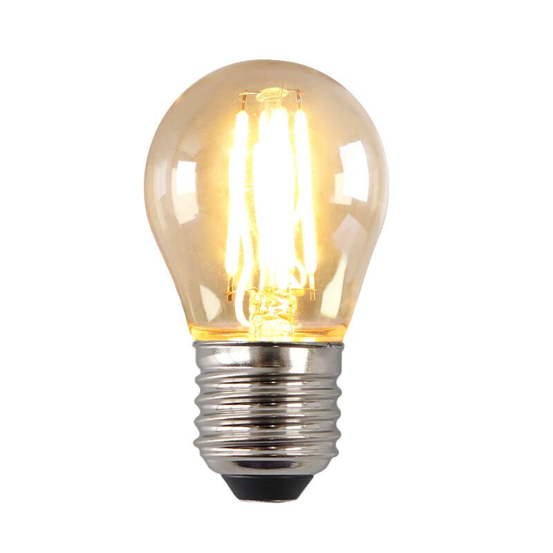 Szabályozható E27 Olucia LED lámpa, P45, 4W, borostyánszínű üveg, 2700K