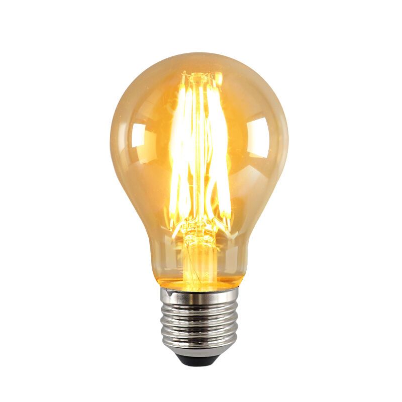 Szabályozható E27 Olucia LED lámpa, A60, 5W, borostyánszínű üveg, 2400k