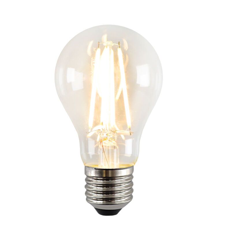 Szabályozható E27 Olucia LED lámpa, A60, 5W, Átlátszó üveg, 2700k