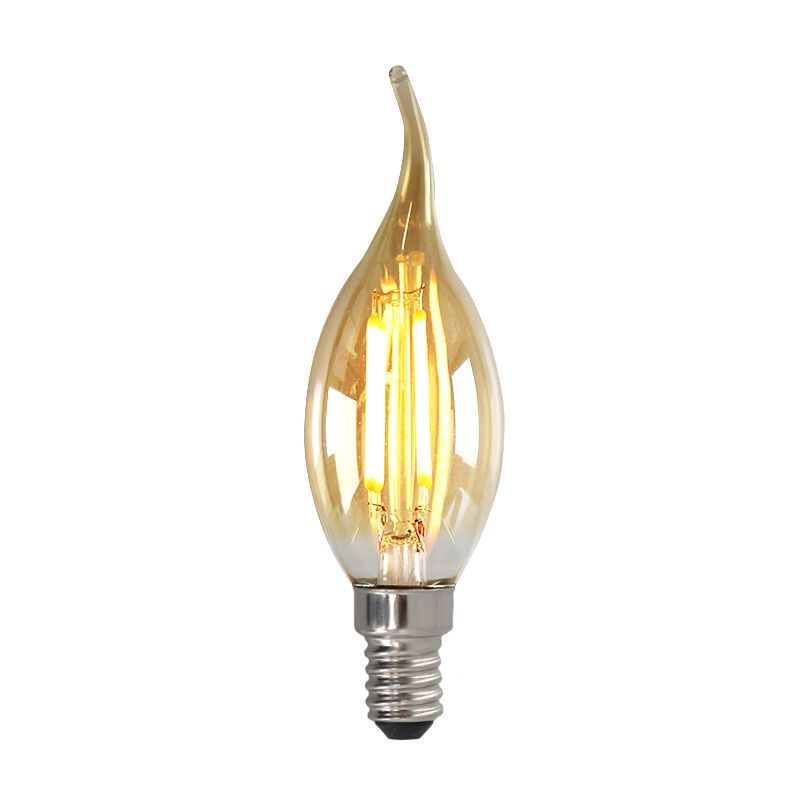 Szabályozható E14 Olucia LED gyertya, 3W, borostyánszínű üveg, 2200k