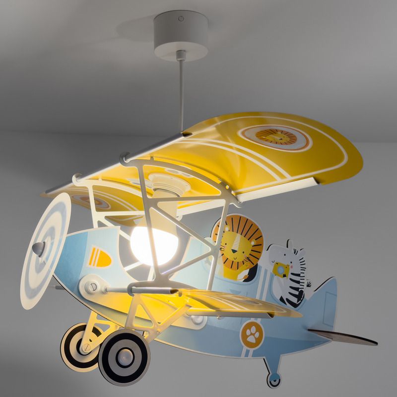 Kék műanyag gyerek függőlámpa, Lion plane