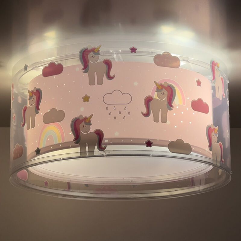 Rózsaszín műanyag mennyezeti gyereklámpa, Unicorn