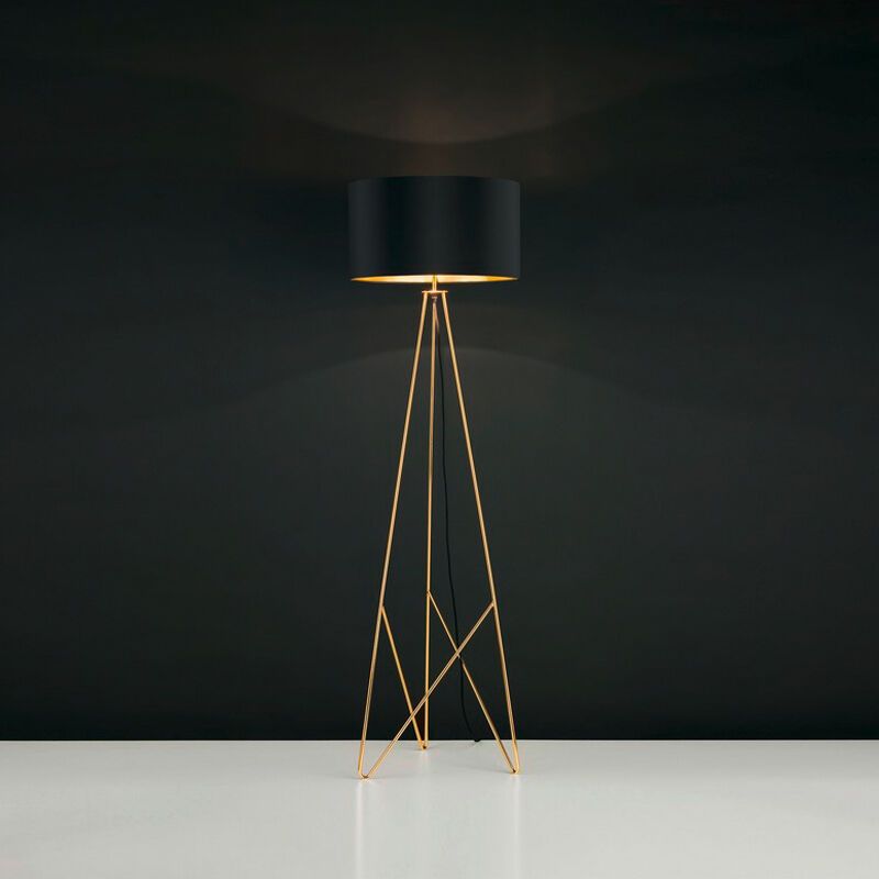 Design fém állólámpa sárgaréz, Viola, kapcsolóval