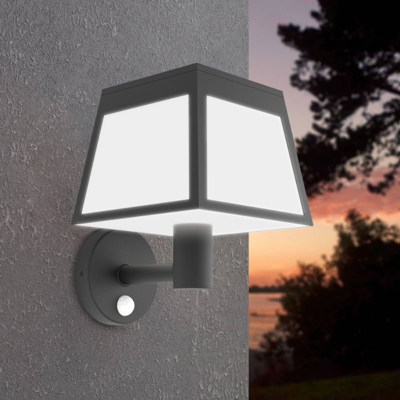 Műanyag napelemes kültéri fali lámpa fekete, Imelda, 7,5 W, 3000 K LED, IP65