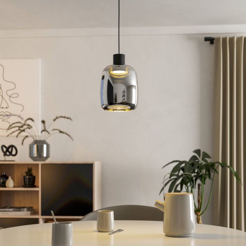 Retro üveg okos függőlámpa fekete, Tamika, 3,7 W, RGBW LED