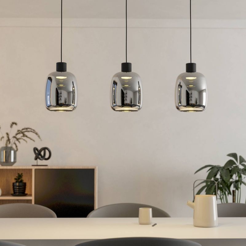 Retro üveg okos függőlámpa fekete, Tamika, 3,7 W, RGBW LED