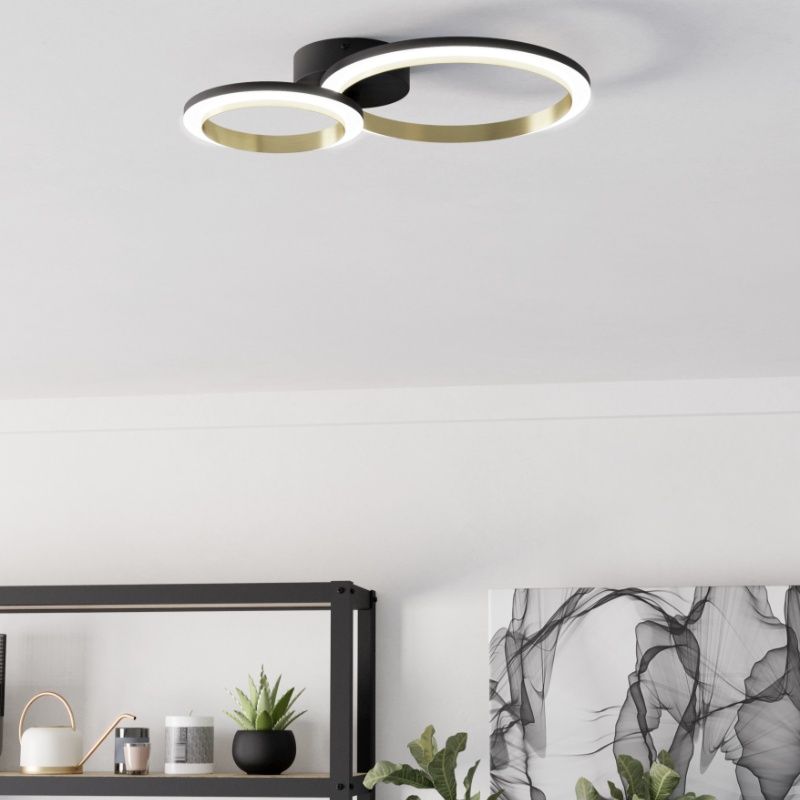 Design műanyag mennyezeti lámpa sárgaréz, Conrad, 12 W, 4000 K LED, 3 fokozatban szabályozható