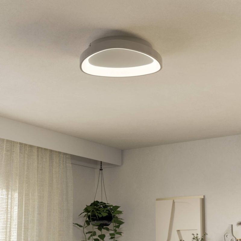 Retro műanyag mennyezeti lámpa fehér, Shauni, 12 W, melegtől hidegig állítható fehér LED, távirányítóval