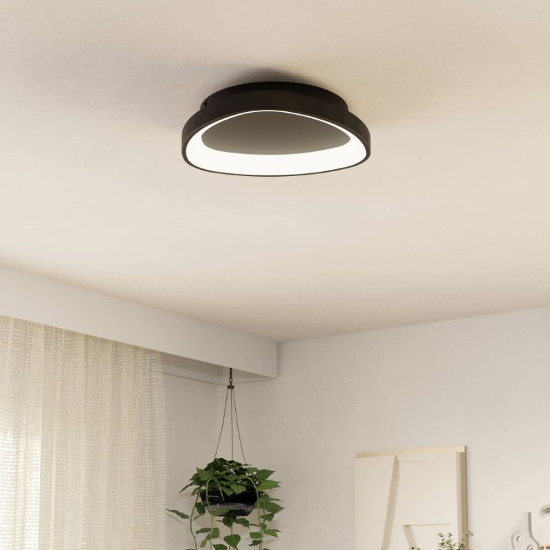 Retro műanyag mennyezeti lámpa fekete, Shauni, 12 W, melegtől hidegig állítható fehér LED, távirányítóval Retro műanyag mennyezeti lámpa fekete, Shauni, 12 W, melegtől hidegig állítható fehér LED, távirányítóval