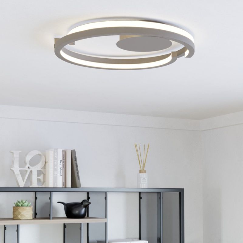 Retro műanyag plafon lámpa barna, Madhvi, 20 W, melegtől hidegig állítható fehér LED, távirányítóval