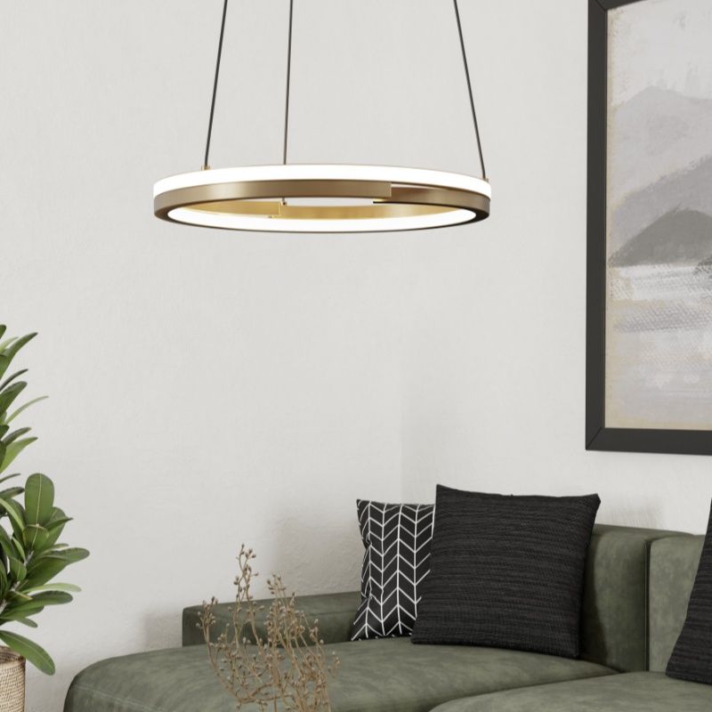 Retro műanyag függőlámpa réz, Madhvi, 20 W, melegtől hidegig állítható fehér LED, távirányítóval