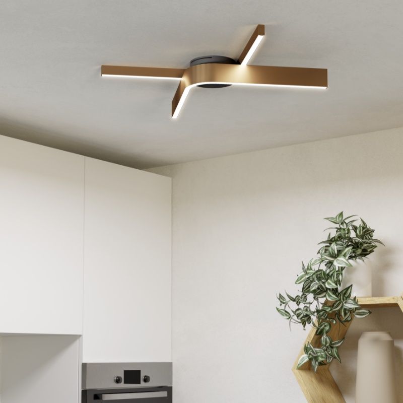 Design műanyag okos mennyezeti lámpa bronz, Frauke, 18 W, RGBW LED, távirányítóval