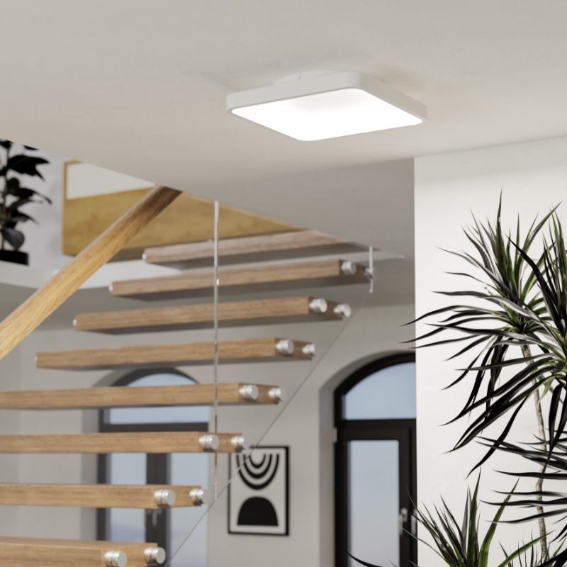 Retro acél okos mennyezeti lámpa fehér, Shauni, 20 W, RGBW LED, távirányítóval
