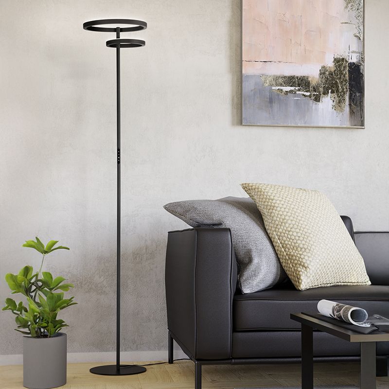 Design műanyag állólámpa fekete, Corwin, 16 W, melegtől hidegig állítható fehér LED, kosketushimmentimellä