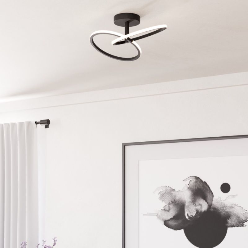 Design acél mennyezeti lámpa fekete, Minh, 12 W, white switch LED