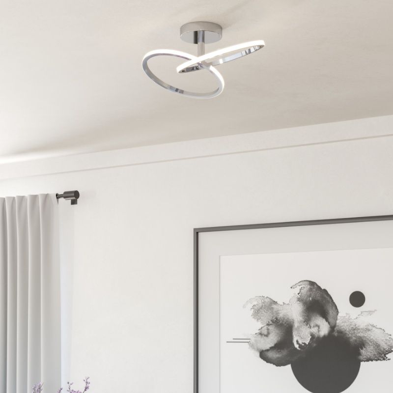 Design acél mennyezeti lámpa króm, Minh, 12 W, white switch LED