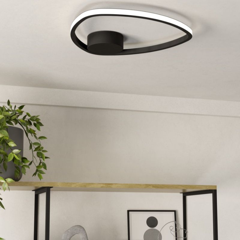 Design alumínium mennyezeti lámpa fekete, Minouche, 9,7 W, white switch LED, távirányítóval