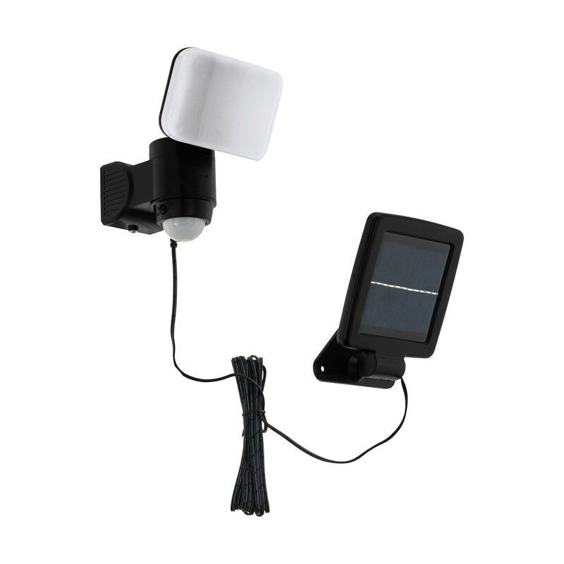 Műanyag napelemes kültéri fali lámpa fekete, Frits, 5 W, 6500 K LED, IP44