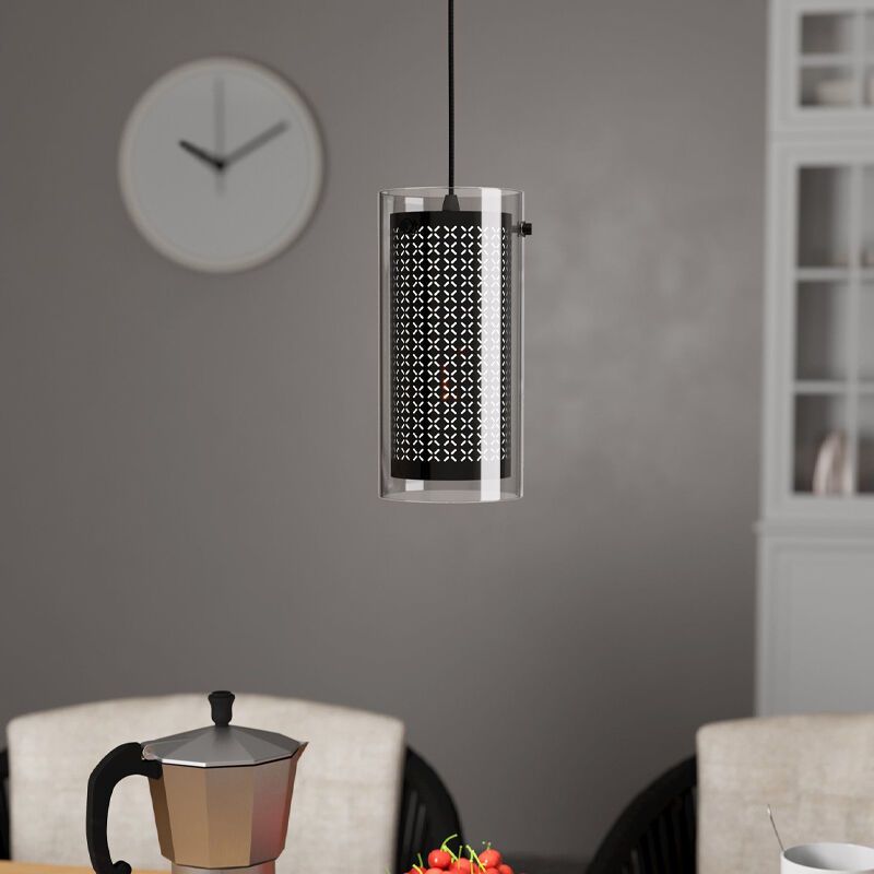 Design szövet függőlámpa fekete, Barceno