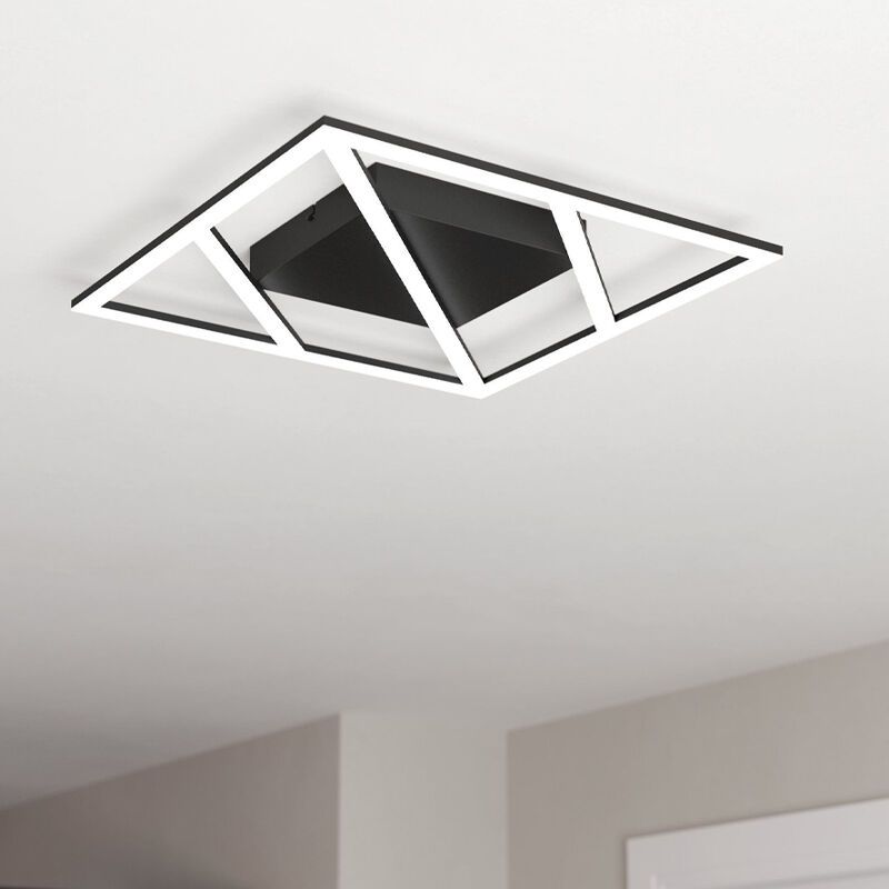 Design alumínium plafon lámpa fekete, Kenley, 21 W, melegtől hidegig állítható fehér LED, 3 fokozatban szabályozható