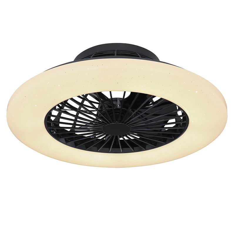 Fekete modern mennyezeti ventilátor műanyagból, Joni, 40W, meleg fehértől hideg fehérig állítható LED, távirányítóval Fekete modern mennyezeti ventilátor műanyagból, Joni, 40W, meleg fehértől hideg fehérig állítható LED, távirányítóval