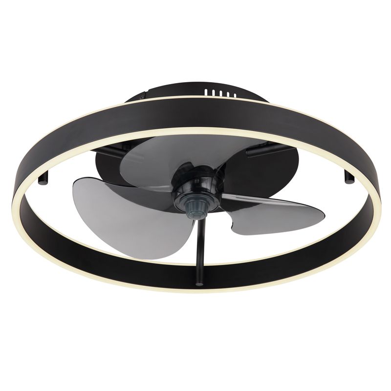 Fekete modern mennyezeti ventilátor műanyagból, Joos, 40W, meleg fehértől hideg fehérig állítható LED, távirányítóval