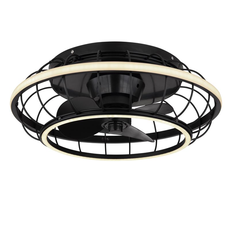 Fekete ipari mennyezeti ventilátor fémből, Jorne, 30W, meleg fehértől hideg fehérig állítható LED, távirányítóval