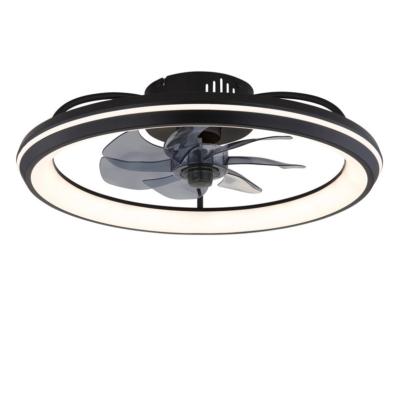 Fekete modern mennyezeti ventilátor műanyagból, Juulke, 40W, meleg fehértől hideg fehérig állítható LED, távirányítóval