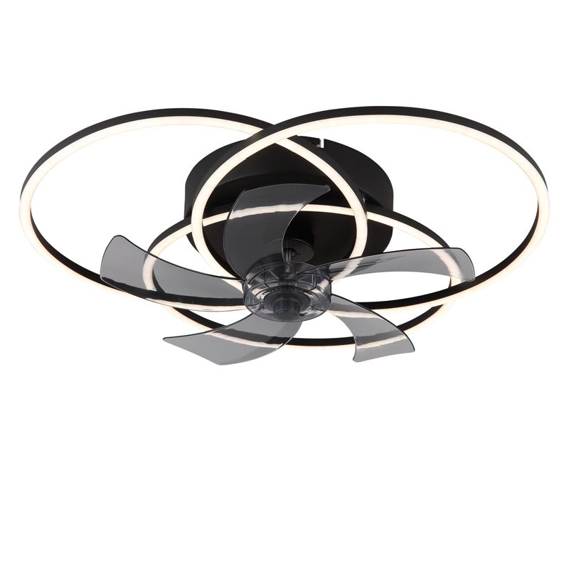 Fekete alumínium mennyezeti ventilátor, Kamiel, 40 W, melegfehértől hidegfehérig állítható LED, távirányítóval