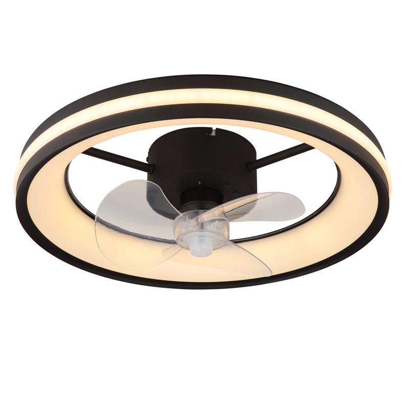 Fekete modern mennyezeti ventilátor műanyagból, Klaaske, 30W, melegfehértől hidegfehérig állítható LED, távirányítóval