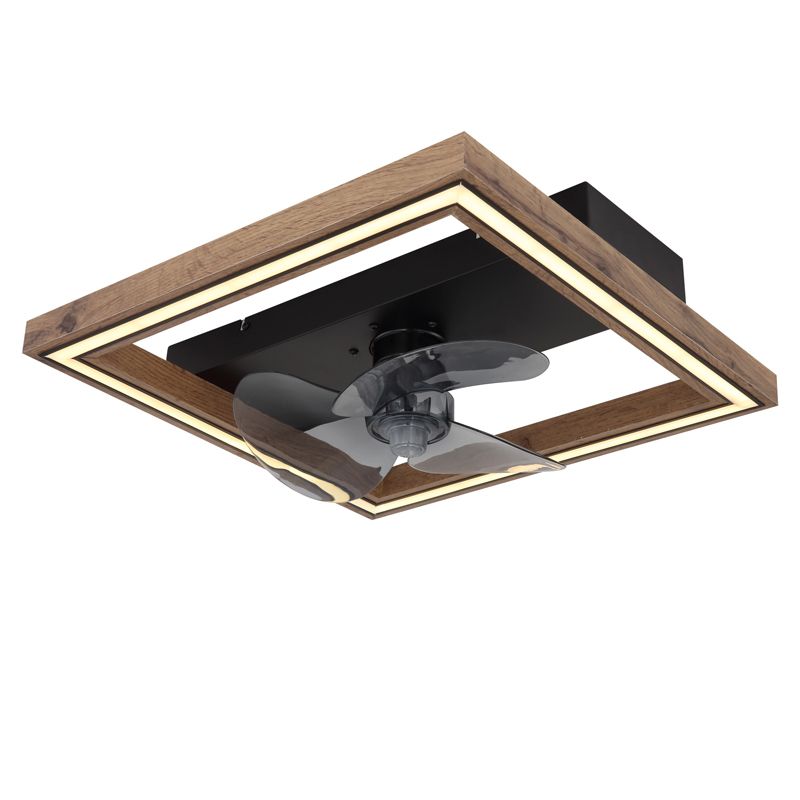 Barna modern mennyezeti ventilátor műanyagból, Lamyea, 24W, melegfehértől hidegfehérig állítható LED, távirányítóval