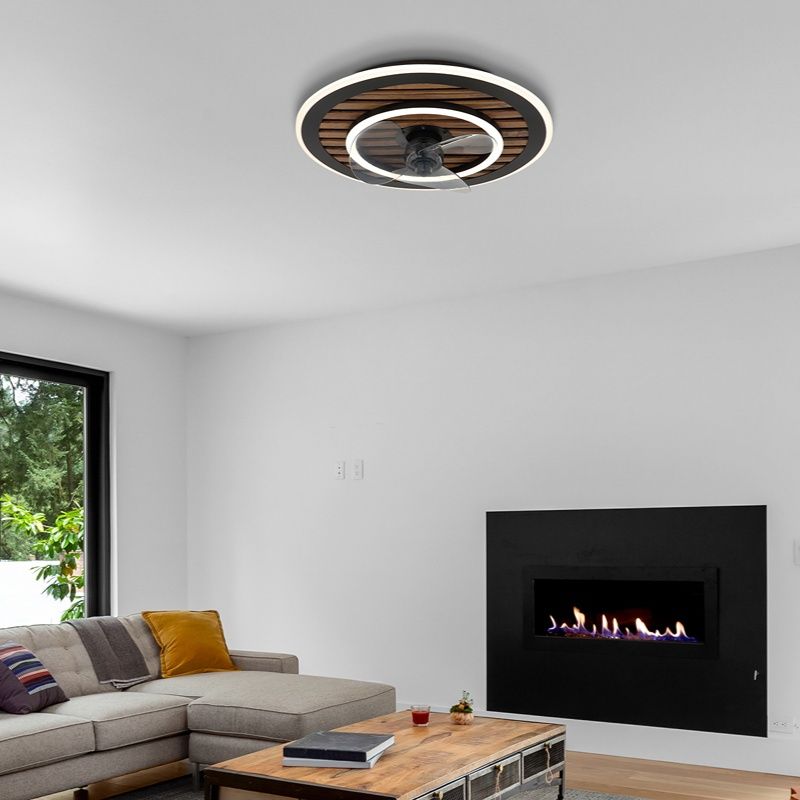 Fekete színű, fémből készült, Maha mennyezeti ventilátor, 36 W, melegfehértől hidegfehérig állítható LED, távirányítóval