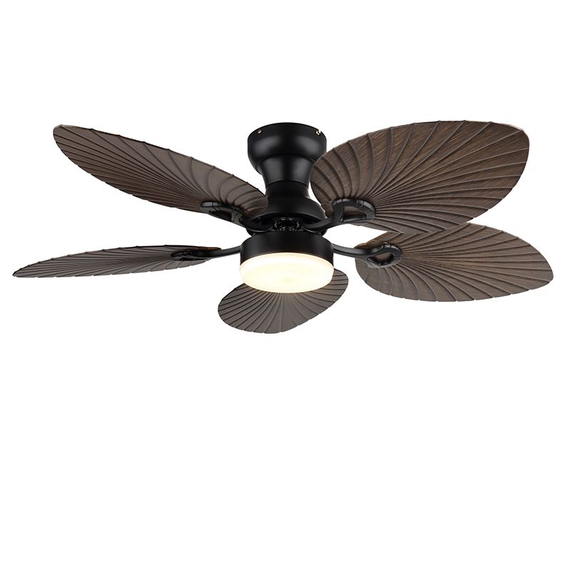 Barna rusztikus mennyezeti ventilátor fémből, Naduah, 22W, fehér LED kapcsoló, távirányítóval