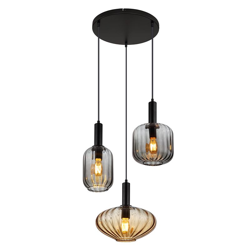 Design üveg függőlámpa fekete, Marjolein
